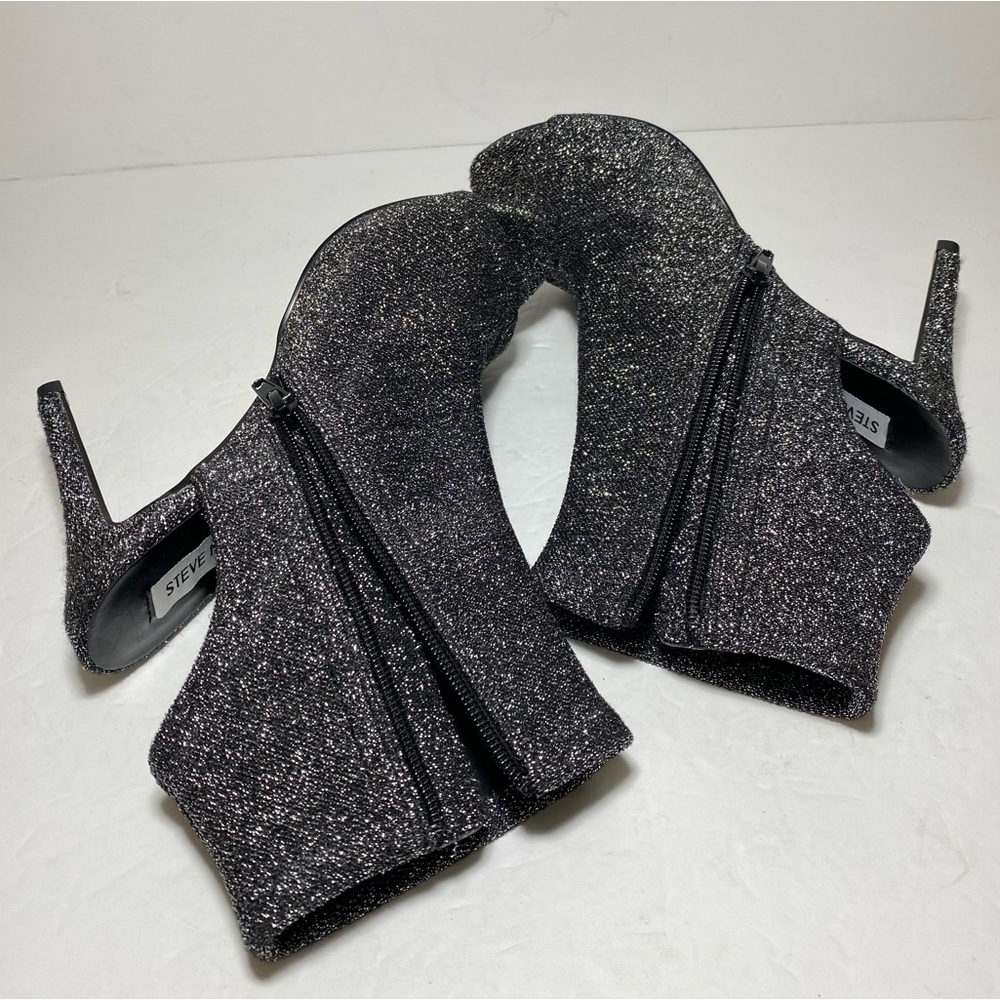 Steve Madden Rakel Glitter Bootie Sandal Heels Black Shimmer Women’s Size 8 - Picture 8 of 16